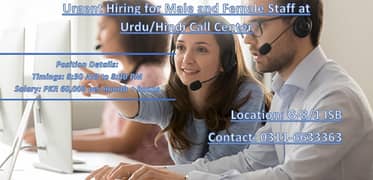 Hiring Male/Female Staff at Urdu/Hindi Call Center