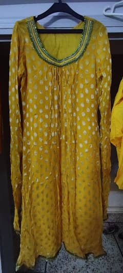 Yellow Chiffon Suit Frock Style