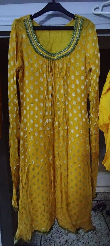 Yellow Chiffon Suit Frock Style 0