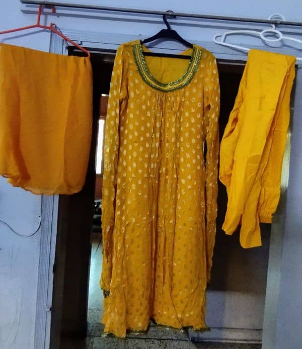 Yellow Chiffon Suit Frock Style 1