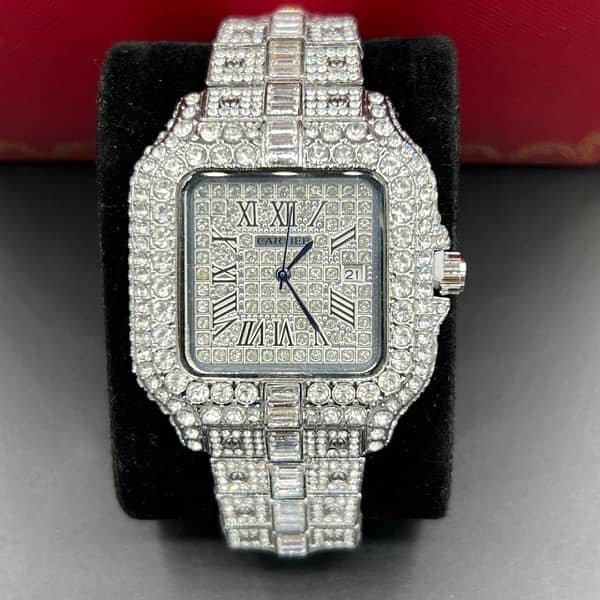 men iced silver watch 0