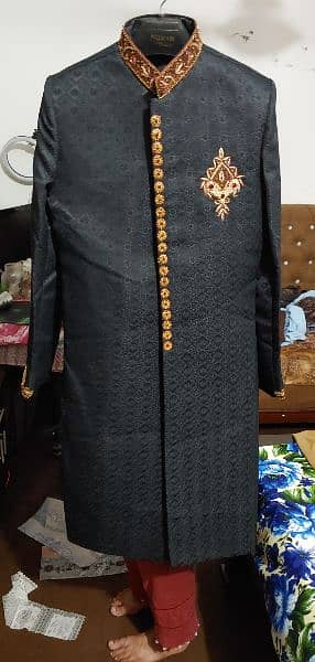 Groom sherwani one day use 10/10 black color 6