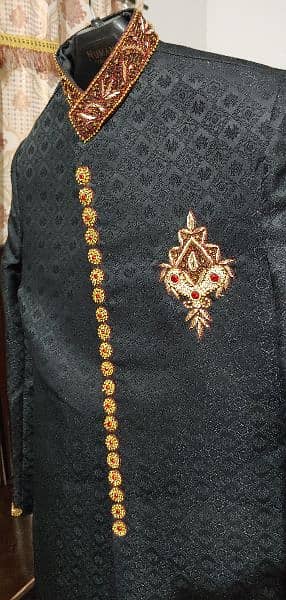 Groom sherwani one day use 10/10 black color 7