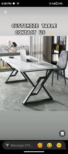 CUSTOMIZE IRON AND WOOD TABLE With Chair