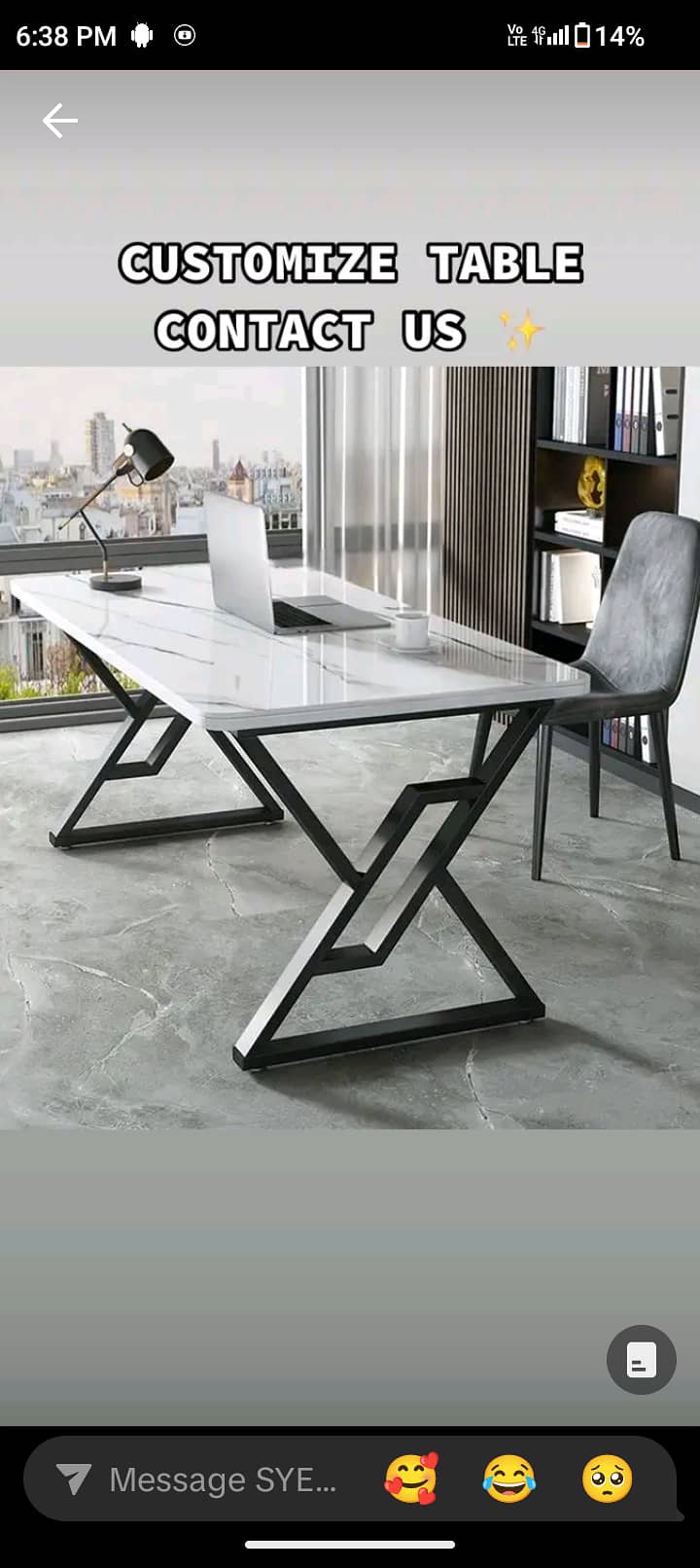 CUSTOMIZE IRON AND WOOD TABLE With Chair 0