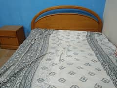 bed for sale with two side tables used, without metress