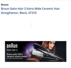 Braun Satin Hair 3 Extra Wide Ceramic Hair Straightener, Black,