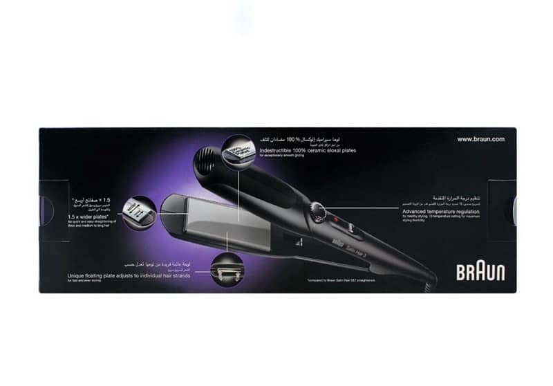 Braun Satin Hair 3 Extra Wide Ceramic Hair Straightener, Black, 1