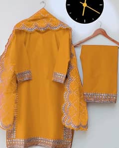 stitched dress 3 PCs kurta design cotton stitched dress 0