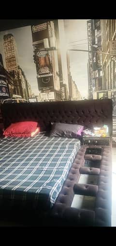 King size Bed without mattress with 2 side tables