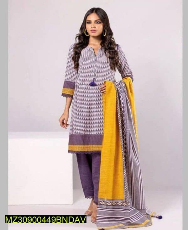 3 PCs karandi unstiched printed suit 2