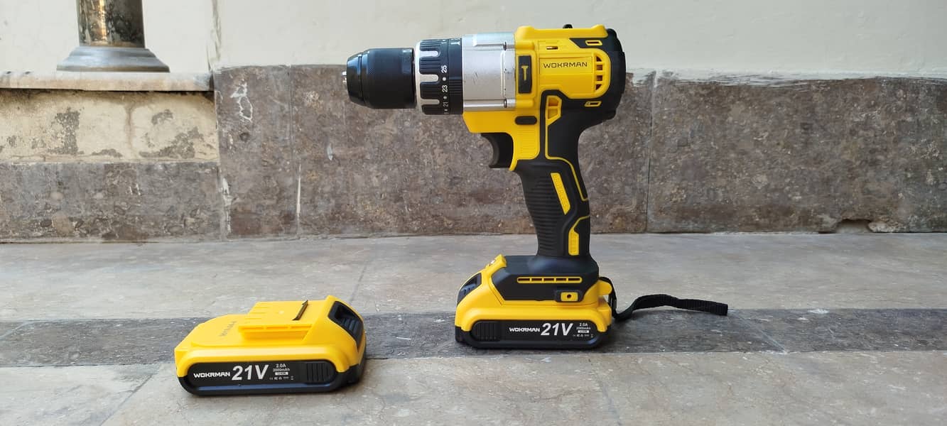 Imported Wokrman 13mm Cordless Drill With 2 Batteries and Hammering 1