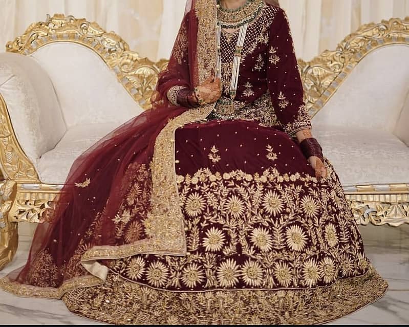 Velvet bridal lehanga 1