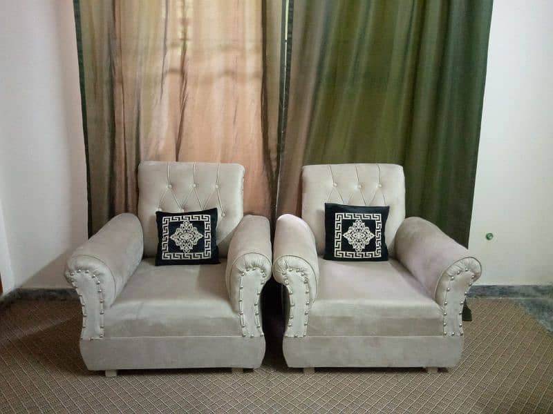 Sofa Set 5 Seater New Velvet With 5 Cushion l Contact 0331-5507990 4