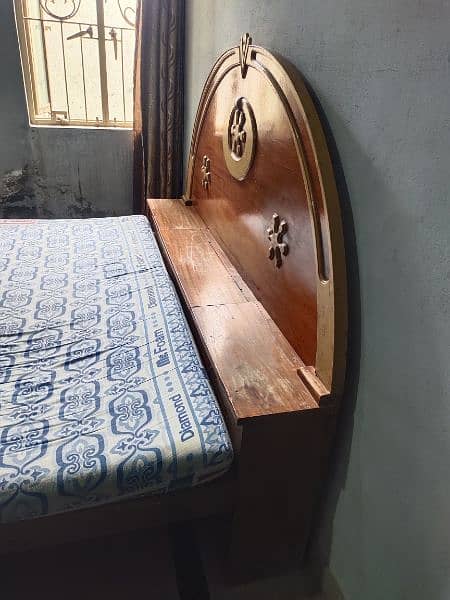 wooden bed with mattress and dressing table 3