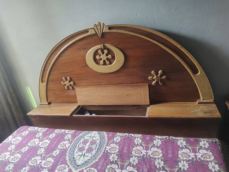 wooden bed with mattress and dressing table 5