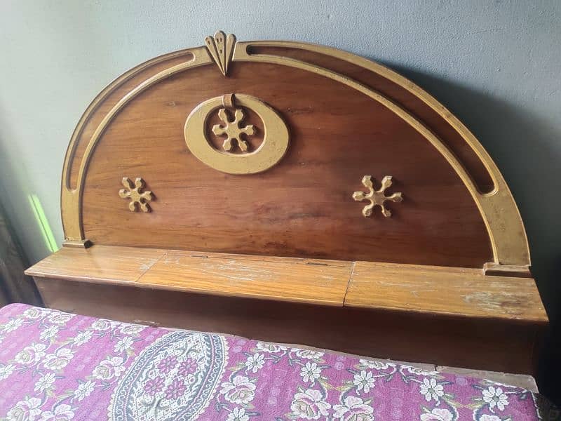 wooden bed with mattress and dressing table 6