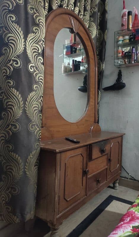 wooden bed with mattress and dressing table 7