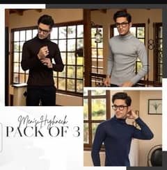 pack of 3 Men's cotton highneck