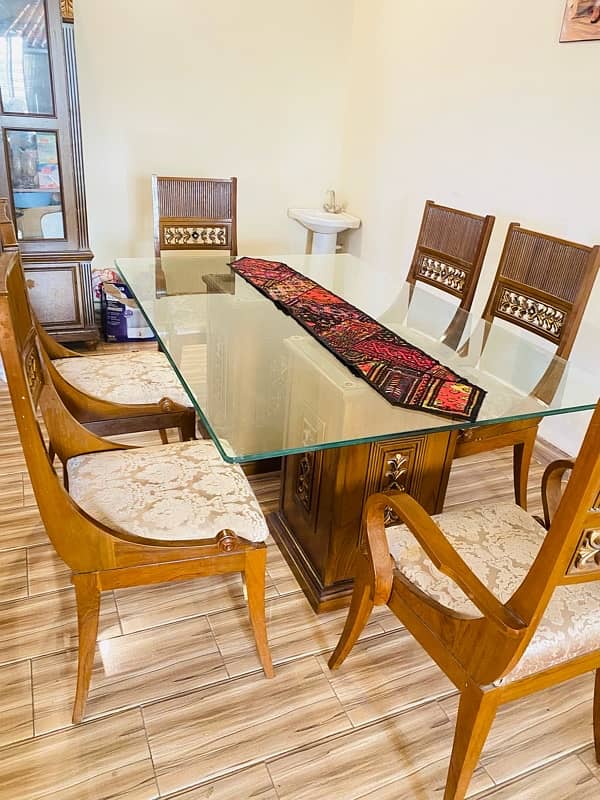 6 person dinning table with chairs and showcase 7