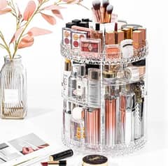 360° Rotating Crystal Makeup Organizer | Adjustable Cosmetic Display