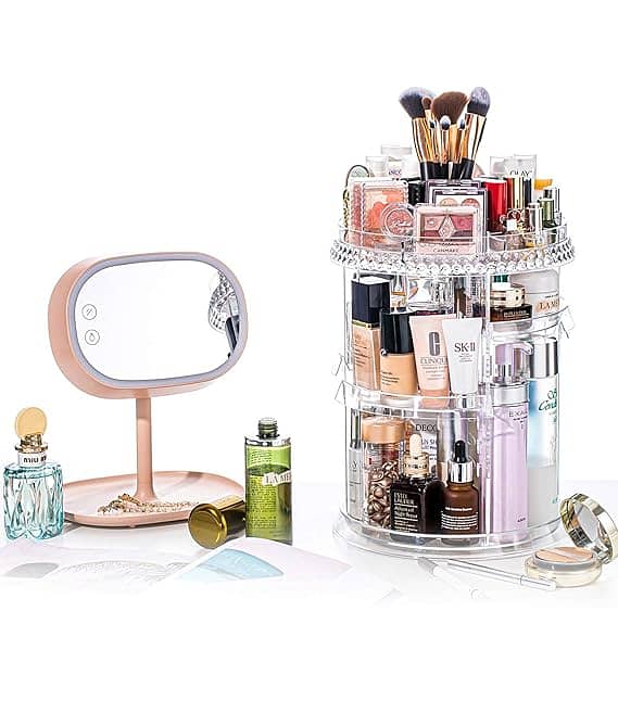 360° Rotating Crystal Makeup Organizer | Adjustable Cosmetic Display 1