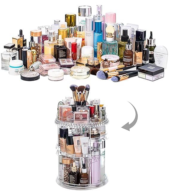 360° Rotating Crystal Makeup Organizer | Adjustable Cosmetic Display 4