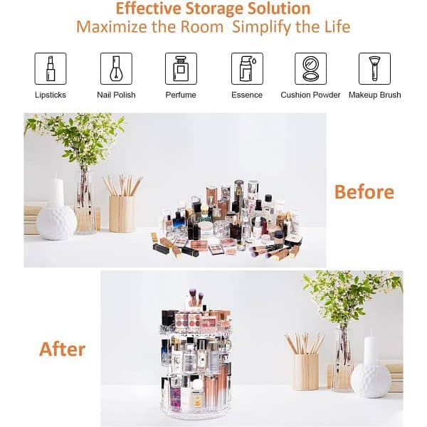 360° Rotating Crystal Makeup Organizer | Adjustable Cosmetic Display 6