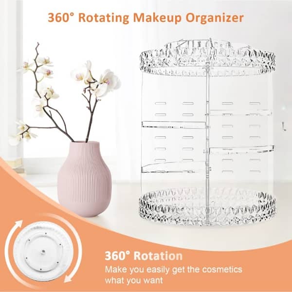 360° Rotating Crystal Makeup Organizer | Adjustable Cosmetic Display 8