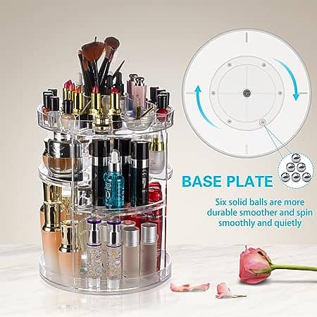 360° Rotating Crystal Makeup Organizer | Adjustable Cosmetic Display 9