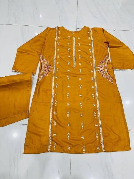 2 pieces stiched lilen embroidered suit 2