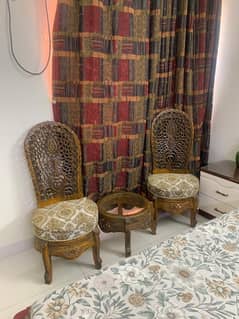 Chinioti Wooden Chairs With Coffee Table 0