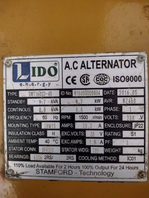 10 kva generator margala engine 10/10 condition 1