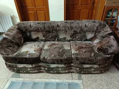 sofa set six seater solid kikar wood structure wid folty foam sitting