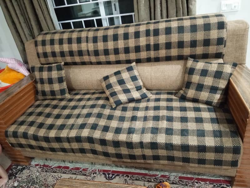 5 seater sofa for sale with tables made of pure wood price negotiable 9