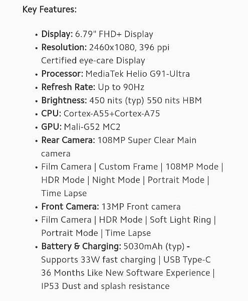 Xiaomi Redmi 13 , 8 GB Ram ,256 GB internal storage 8