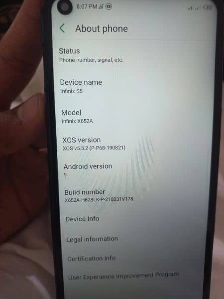 Infinix hot s5 6/128 PTA approved 5