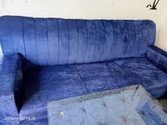 Blue Sofa Set with Matching Center Table