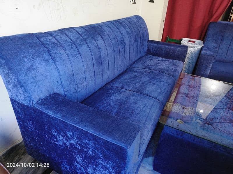 Blue Sofa Set with Matching Center Table 3