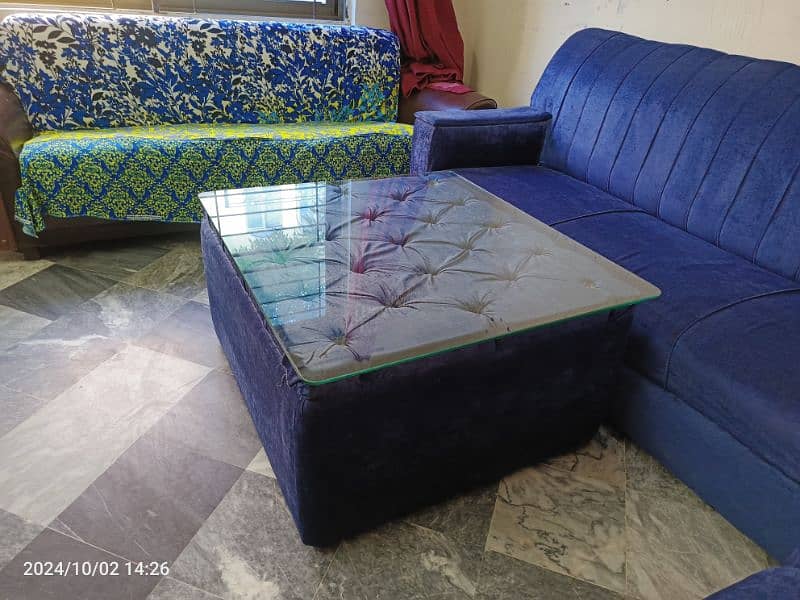 Blue Sofa Set with Matching Center Table 8