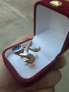 Zulfiqar style neelum silver ring