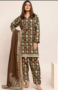 3 Pcs Women's unstitched Viscose Printed Suit 0