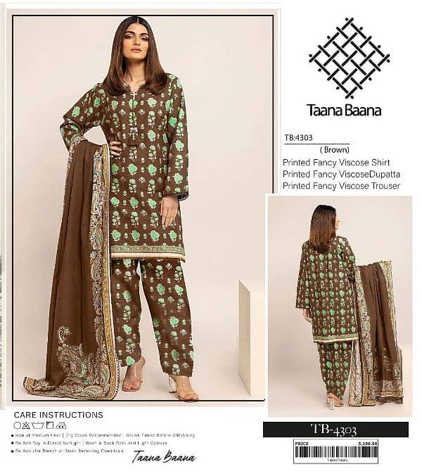 3 Pcs Women's unstitched Viscose Printed Suit 1