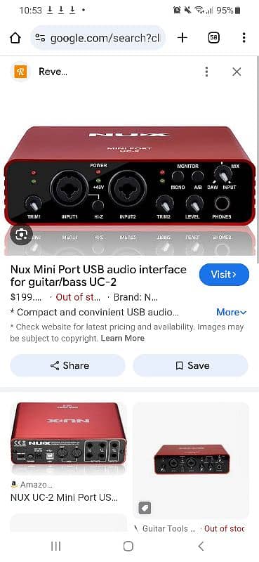 Audio interface Nux 2 channel input 4 balanced output 2 normal output 4