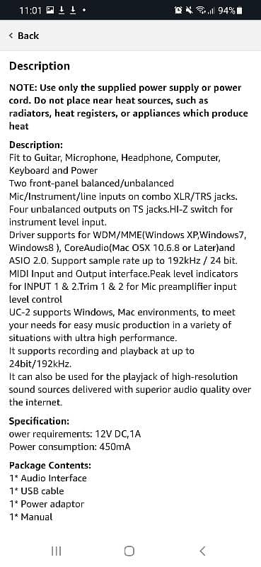 Audio interface Nux 2 channel input 4 balanced output 2 normal output 5