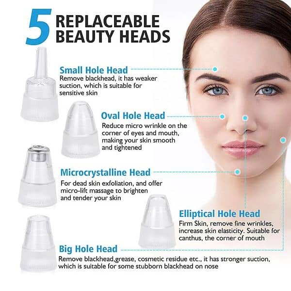 5 In 1 Electric Blackhead Acne Oil Remover Vacuum Suction Face Pore C 5