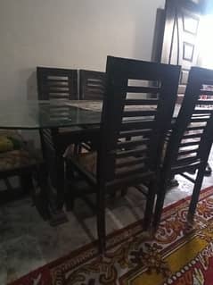 Dinning table and Six Chair For Sale Condition Used Price 15 thousand