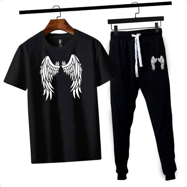 2 pcs men's cotton jersey printed track suit 2