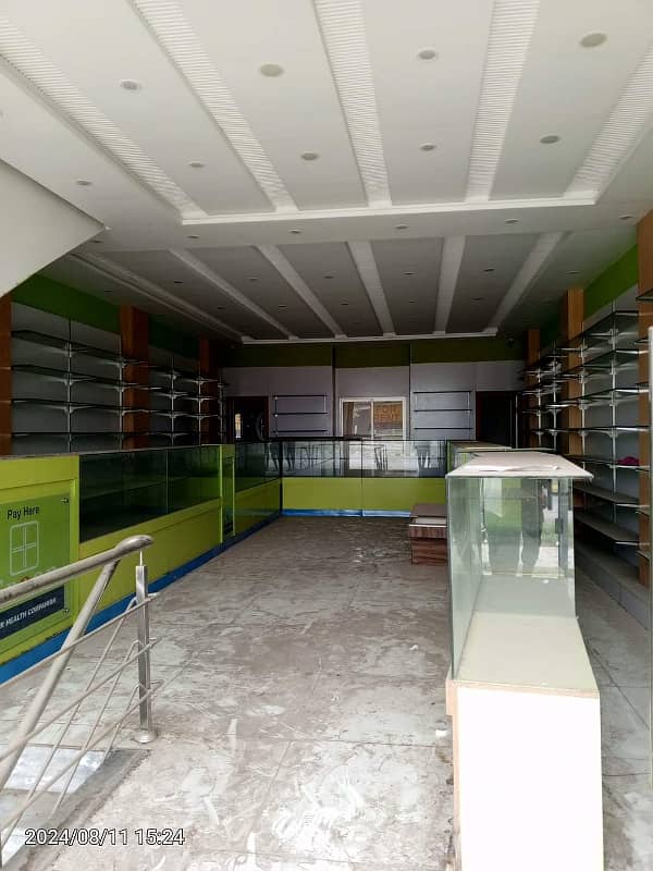 hall shop for rent in johar town for pharmacy and clinic suitable point in johar town best point near a big school and society gate and main road rushing area 24 hour 3