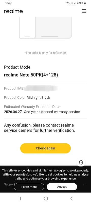 Realme note 50 4+4/128 midnight black 3 months use zero scratch 10